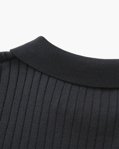 Herren Strickhemd kurzarm ohne Knopfleiste – Feinstrick mit Kragen