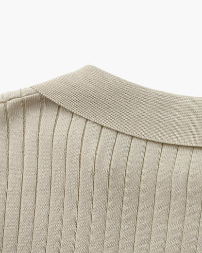 Herren Strickhemd kurzarm ohne Knopfleiste – Feinstrick mit Kragen