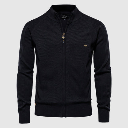 Herren Strickjacke mit Reißverschluss und Stehkragen für Frühling