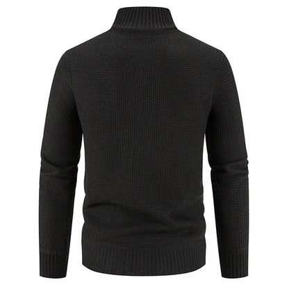 Herren Strickjacke mit Reißverschluss und hohem Kragen