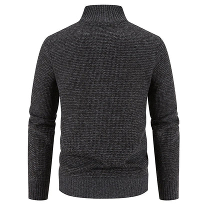 Herren Strickjacke mit Reißverschluss und hohem Kragen