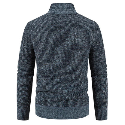 Herren Strickjacke mit Reißverschluss und hohem Kragen