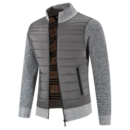 Herren Strickjacke mit Reißverschluss und hohem Kragen