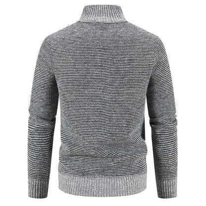 Herren Strickjacke mit Reißverschluss und hohem Kragen