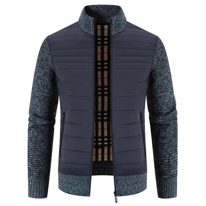 Herren Strickjacke mit Reißverschluss und hohem Kragen