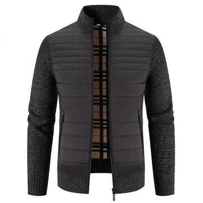 Herren Strickjacke mit Reißverschluss und hohem Kragen