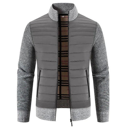 Herren Strickjacke mit Reißverschluss und hohem Kragen