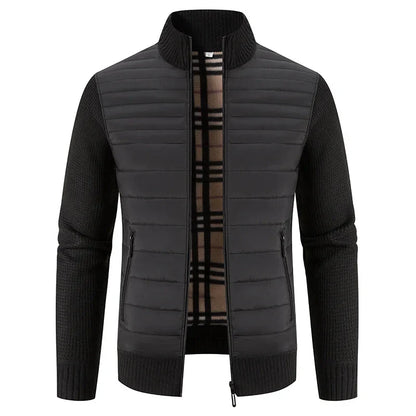Herren Strickjacke mit Reißverschluss und hohem Kragen