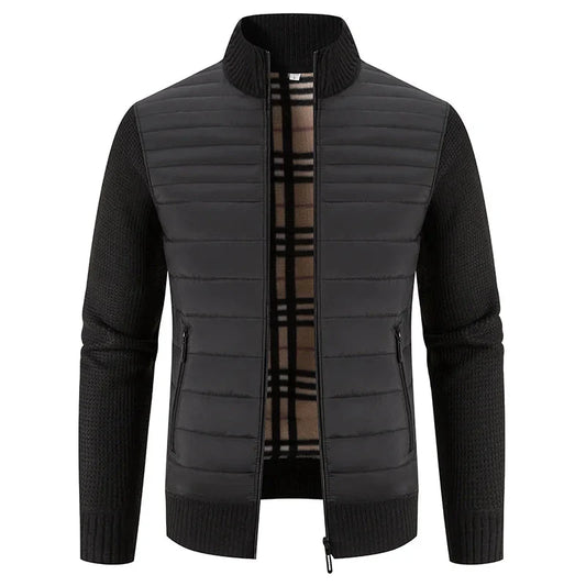 Herren Strickjacke mit Reißverschluss und hohem Kragen