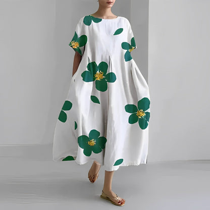 Locker geschnittenes Midikleid mit farbenfrohem Blumenprint