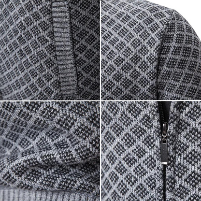 Gemustert Strickjacke mit Reißverschluss
