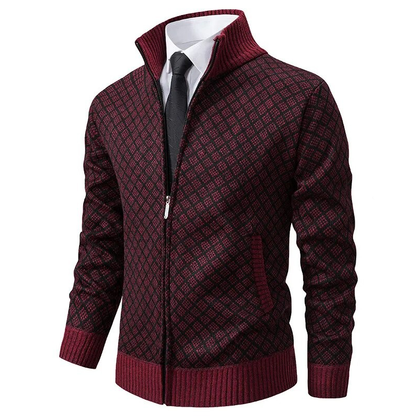 Gemustert Strickjacke mit Reißverschluss