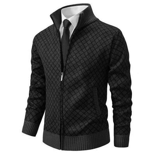 Gemustert Strickjacke mit Reißverschluss