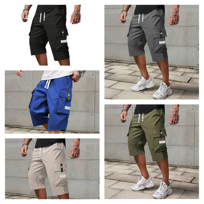 Lässige Herren-Capri-Cargohose mit Kordelzug