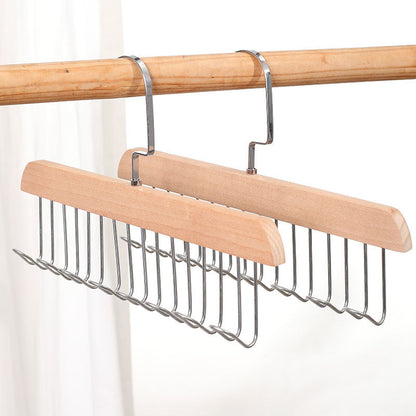 Solid Wood & Steel Multi-Hook Closet Hanger
