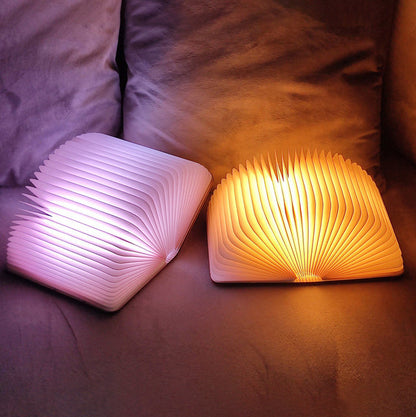 LED Buchlampe Holz Faltbar USB wiederaufladbar RGB Warmlicht