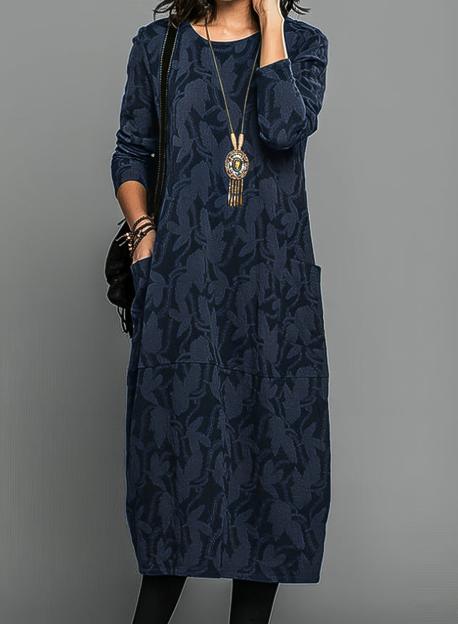 Winterkleid Damen warm gemütlich elegant mit Rundhals