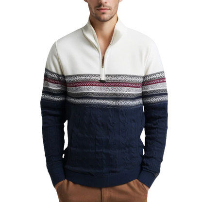 Herren Pullover mit Retro-Muster und Stehkragen