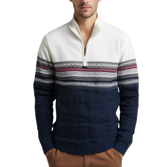 Herren Pullover mit Retro-Muster und Stehkragen