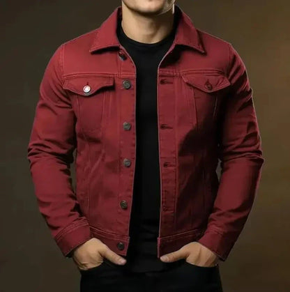 Herren Jeansjacke aus Baumwolle mit geradem Schnitt und Brusttaschen