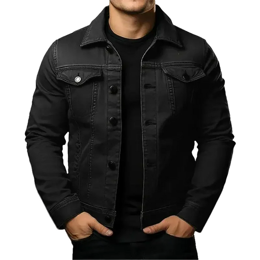 Herren Jeansjacke aus Baumwolle mit geradem Schnitt und Brusttaschen