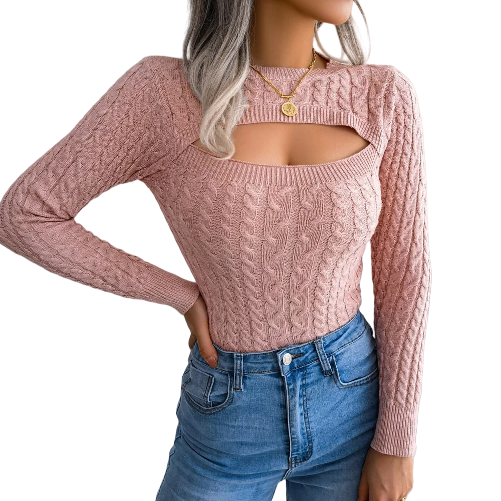 Damen Pullover mit Twist und Cut-Out