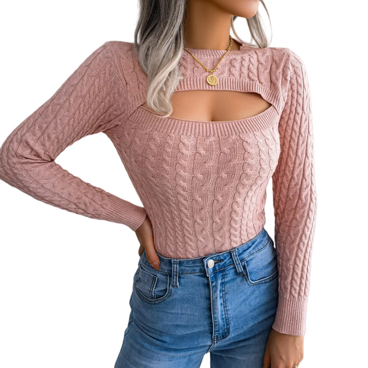Damen Pullover mit Twist und Cut-Out