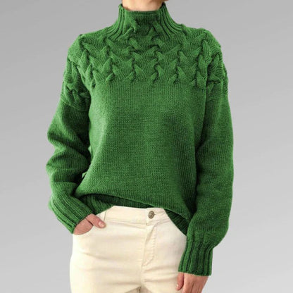 Damen Rollkragenpullover mit Zopfmuster