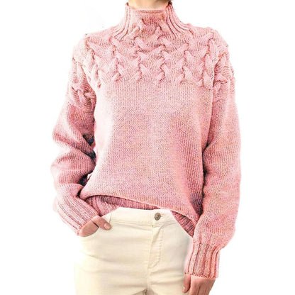 Damen Rollkragenpullover mit Zopfmuster