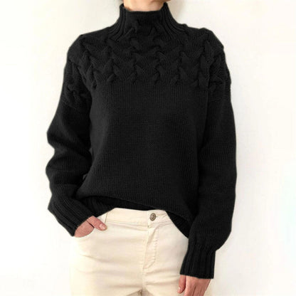 Damen Rollkragenpullover mit Zopfmuster