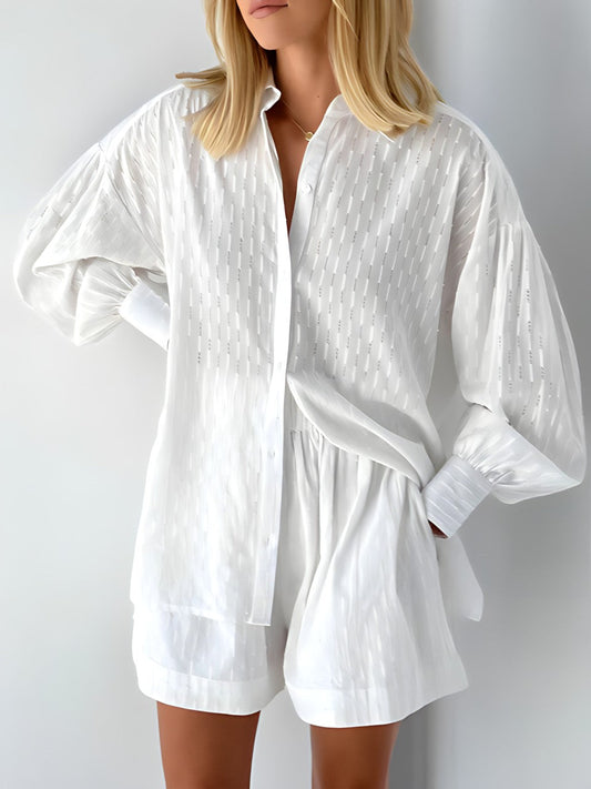 Zweiteiliges Sommer-Set für Damen aus Bluse und Shorts – Luftig & Stilvoll