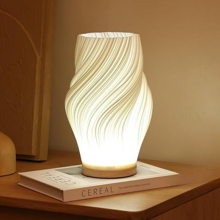 LED Tischlampe Wellenstruktur – Dimmbare Designerlampe mit USB-Anschluss