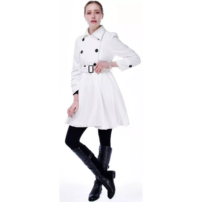 Doppelreihiger Woll-Peacoat mit Gürtel