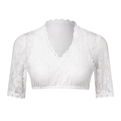 Spitzen-Dirndlbluse mit V-Ausschnitt im Crop-Stil