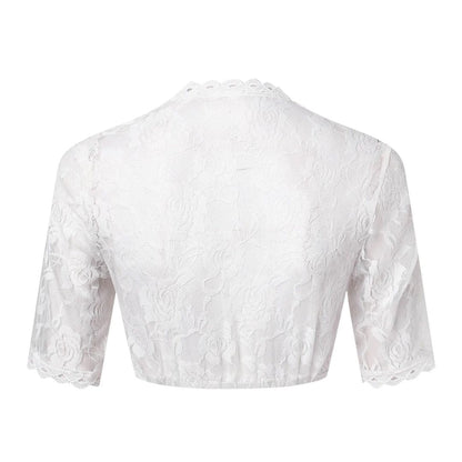 Spitzen-Dirndlbluse mit V-Ausschnitt im Crop-Stil