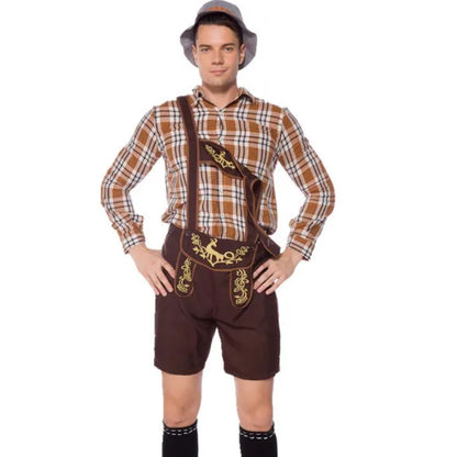 Traditionelles Herren-Oktoberfestkostüm mit kariertem Hemd