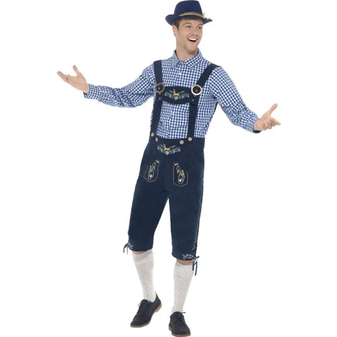 Authentisches Herren-Trachtenkostüm mit Hemd und Lederhose – ideal fürs Oktoberfest