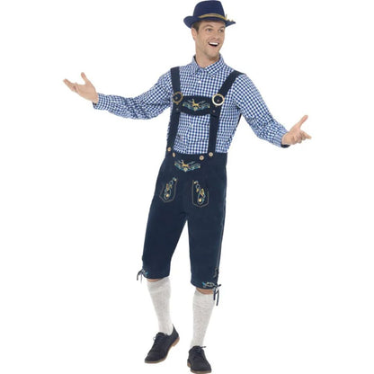 Authentisches Herren-Trachtenkostüm mit Hemd und Lederhose – ideal fürs Oktoberfest