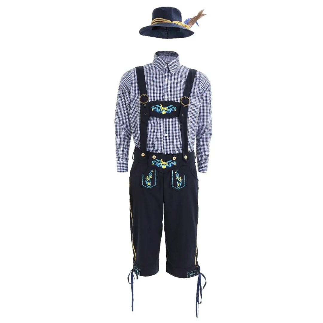 Authentisches Herren-Trachtenkostüm mit Hemd und Lederhose – ideal fürs Oktoberfest