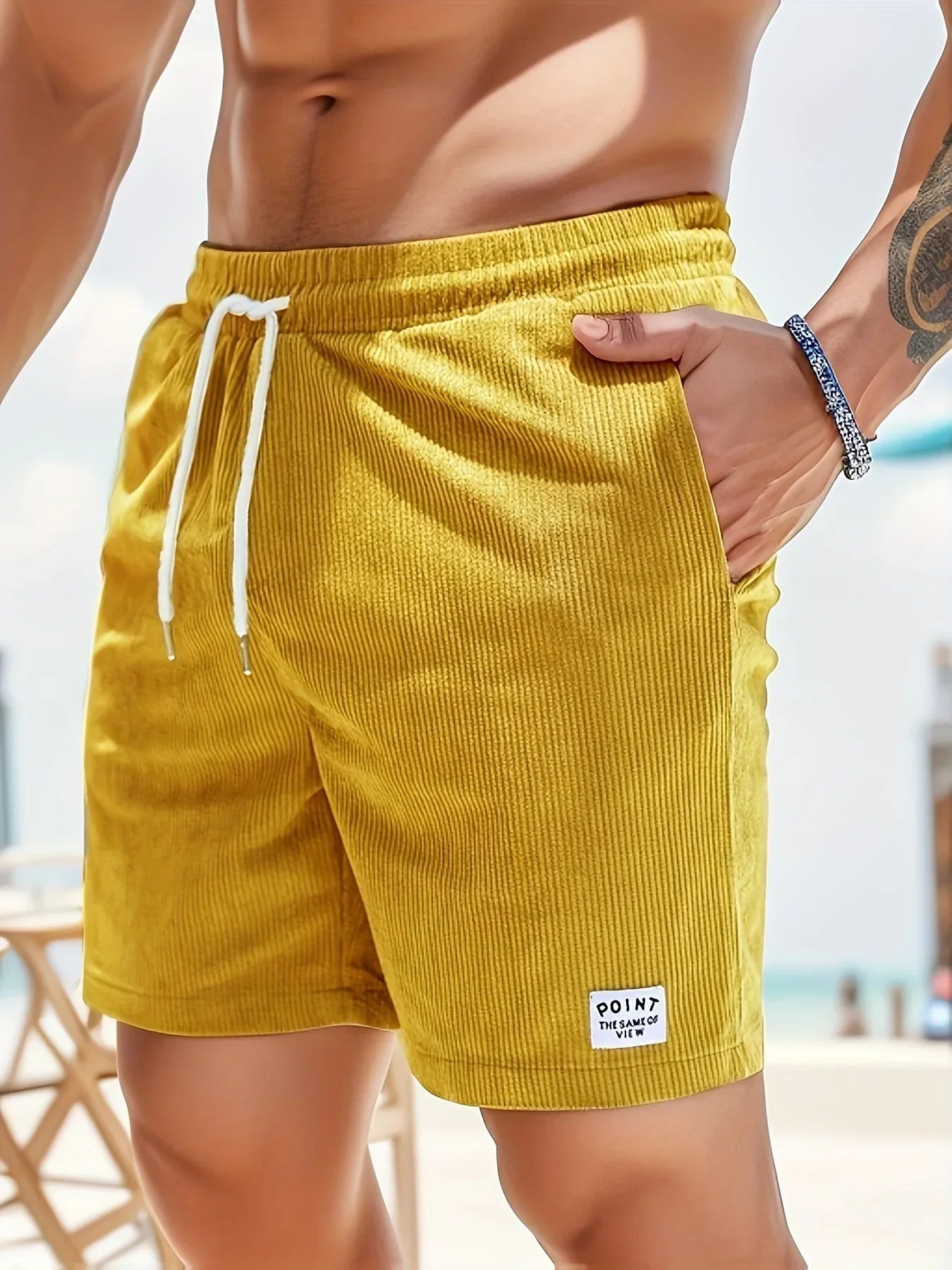 Lässige gestreifte Shorts für Herren mit Kordelzug