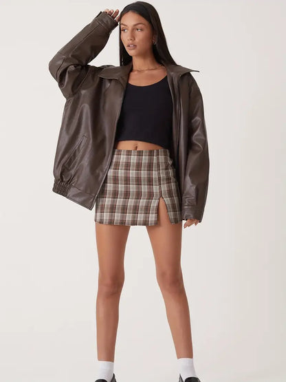 Lederjacke mit Reißverschluss
