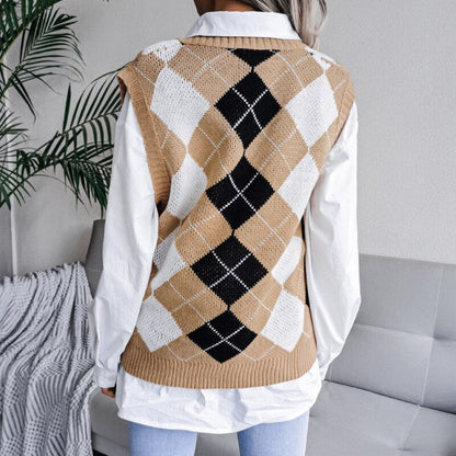 Damen Pullunder Argyle Muster Strick
