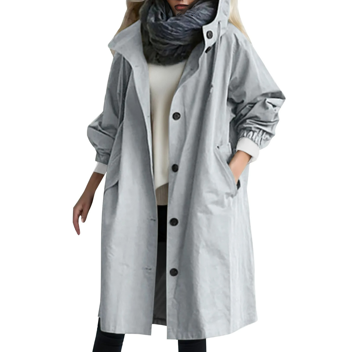 Wasserdichter Trenchcoat mit Kapuze für Damen