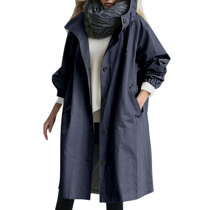 Wasserdichter Trenchcoat mit Kapuze für Damen