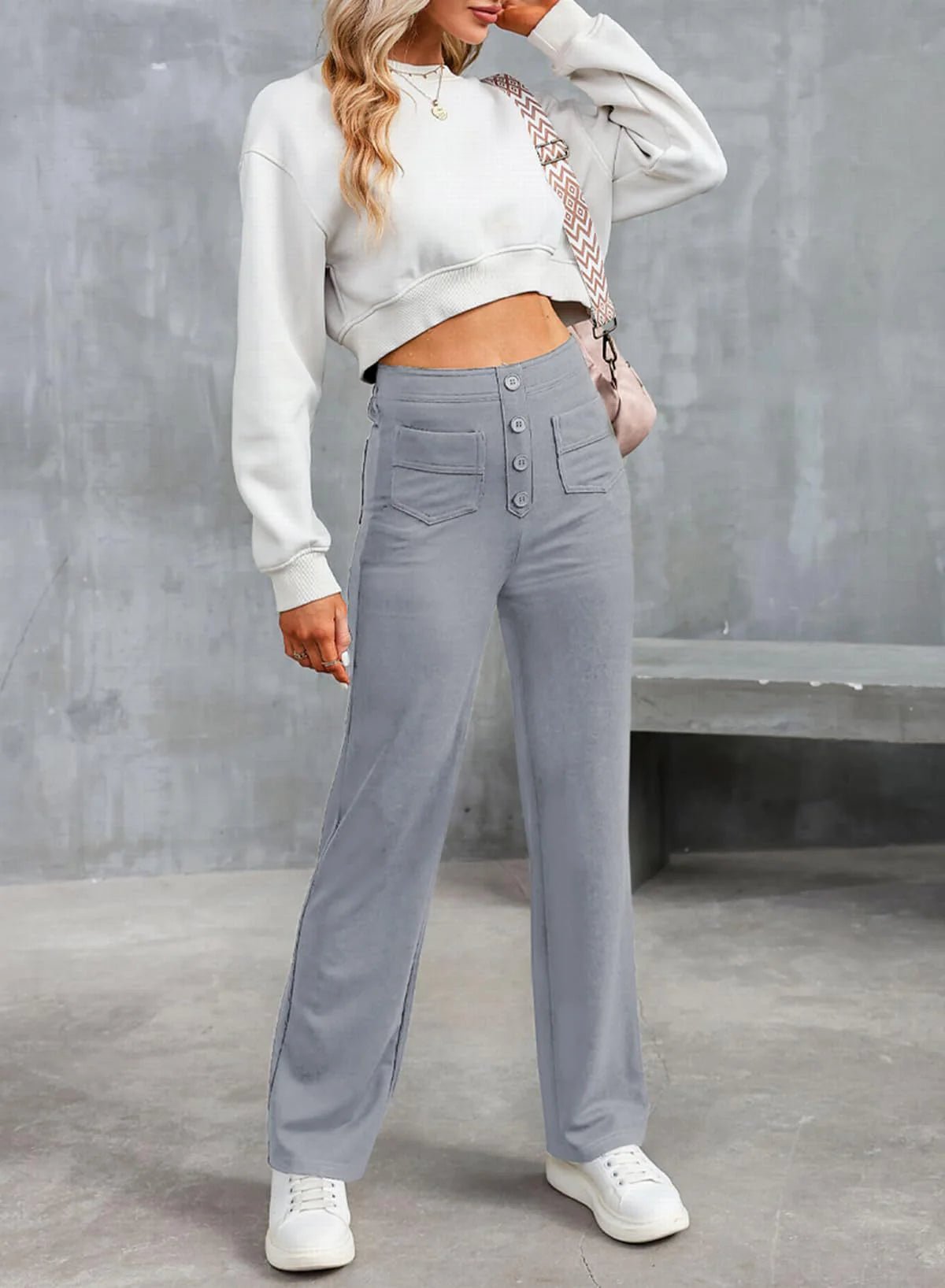 Damen Casual Hohe Taille Stretch-Hose