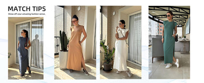 Ärmelloses Maxikleid mit Taschen für Sommerkomfort und Bewegungsfreiheit