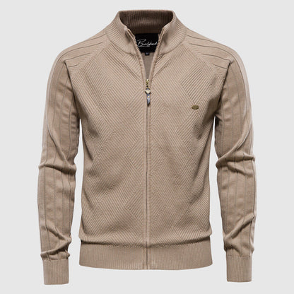 Herren Strickjacke mit Reißverschluss und Stehkragen für Frühling