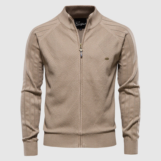 Herren Strickjacke mit Reißverschluss und Stehkragen für Frühling