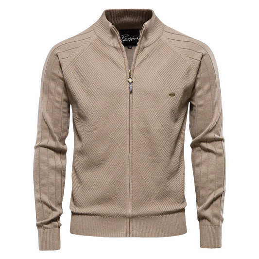 Herren Strickjacke mit Reißverschluss und Stehkragen für Frühling