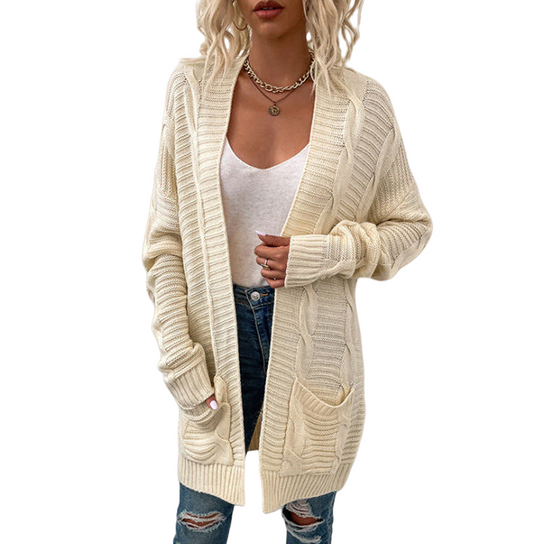Damen Strickjacke Frühling Oversize mit Taschen aus Baumwollmischung